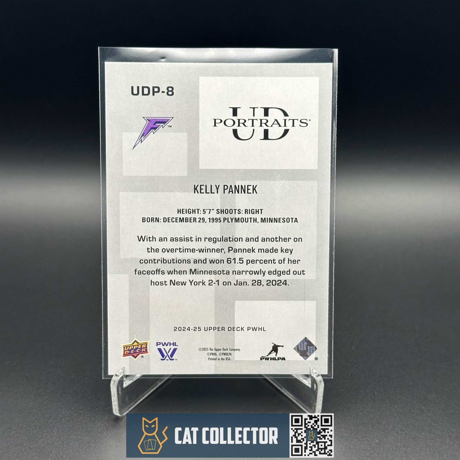 2024-25 Upper Deck PWHL KELLY PANNEK #UDP-8 UD Portraits - Minnesota Frost