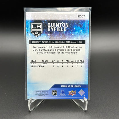 2021-22 UD Ice QUINTON BYFIELD #SZ-57 Sub-Zero Rookies RC 933/999 - LA Kings