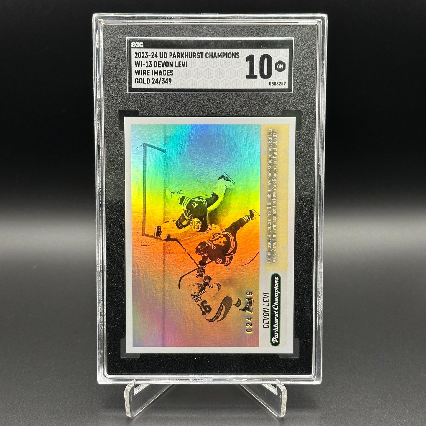 2023-24 UD Parkhurst DEVON LEVI #WI-13 Wire Image Gold RC /349 SGC 10