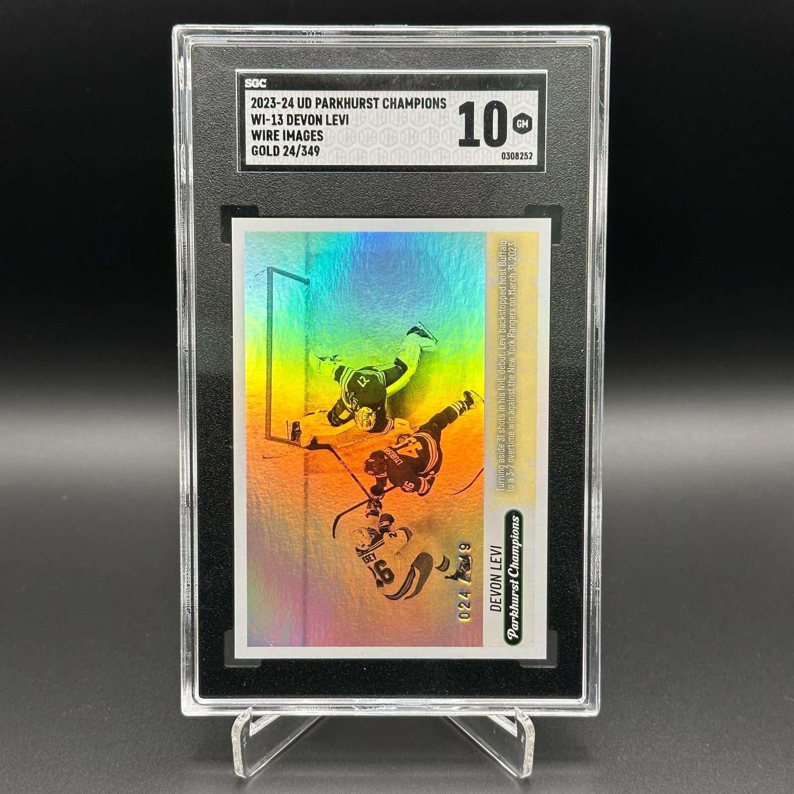 2023-24 UD Parkhurst DEVON LEVI #WI-13 Wire Image Gold RC /349 SGC 10