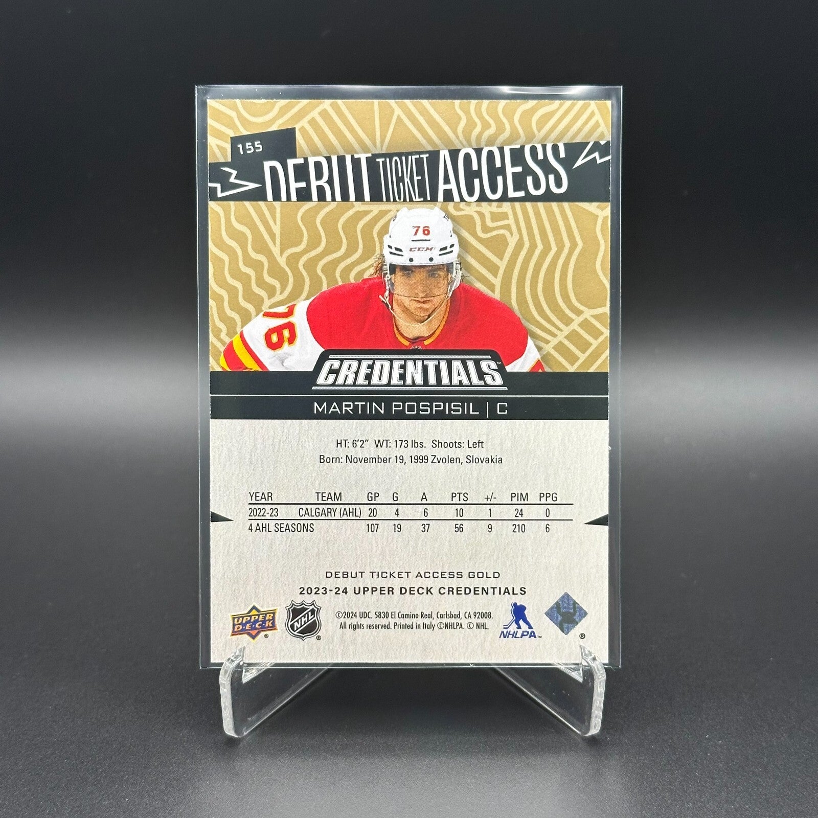 2023-24 UD Credentials MARTIN POSPISIL #155 Debut Ticket Access Gold 3/5 RC