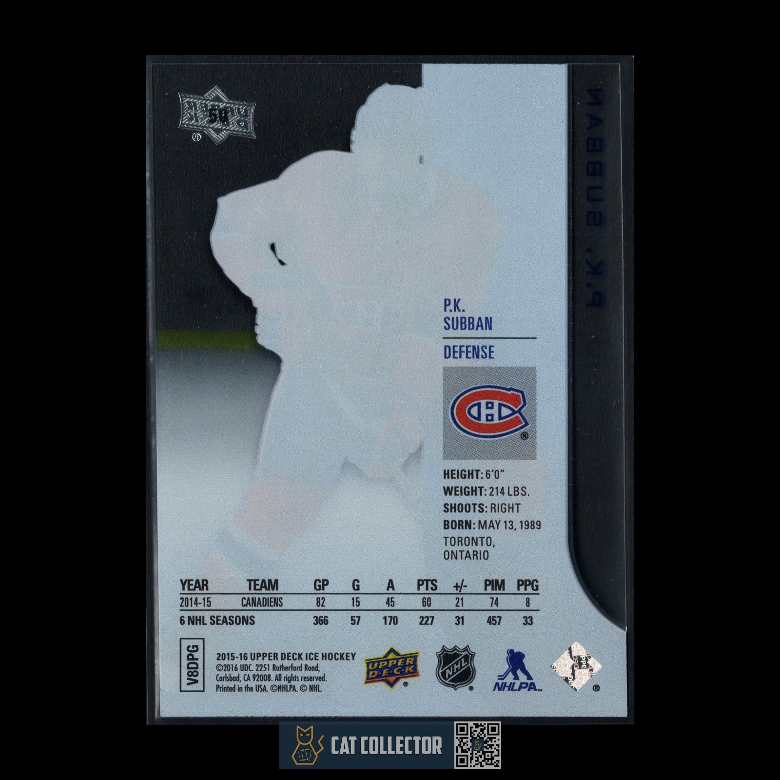 2015-16 Upper Deck Ice P.K. SUBBAN #50