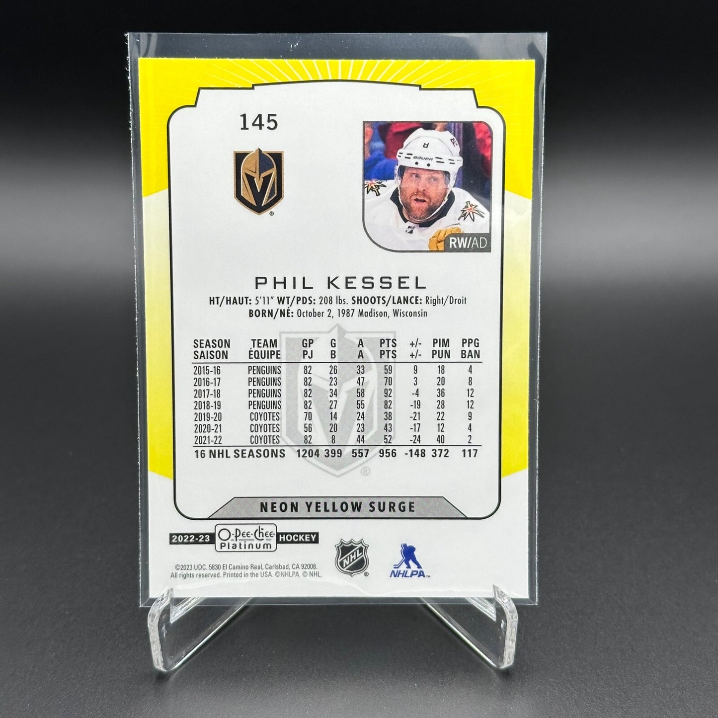 2022-23 O-Pee-Chee Platinum PHIL KESSEL #145 Neon Yellow Surge