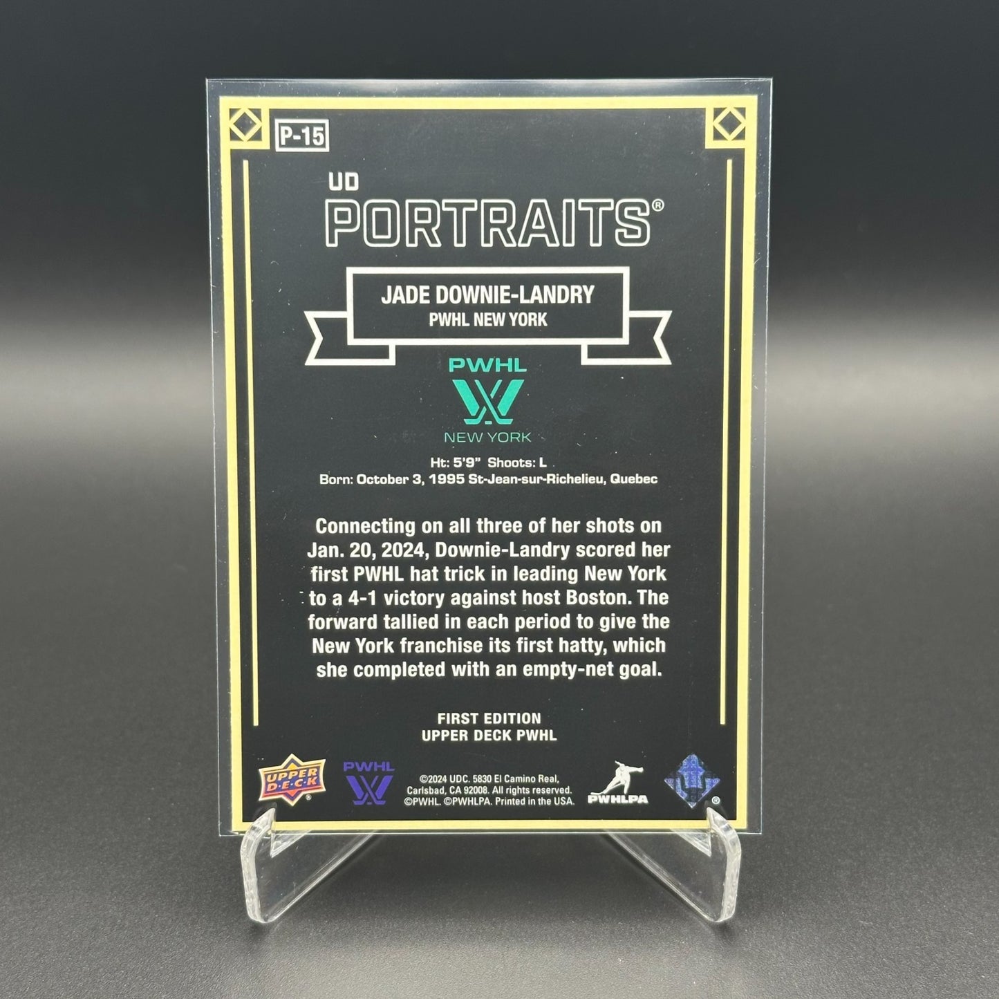 2024-25 UD PWHL JADE DOWNIE-LANDRY #P-15 UD Portraits - 1st EDITION!