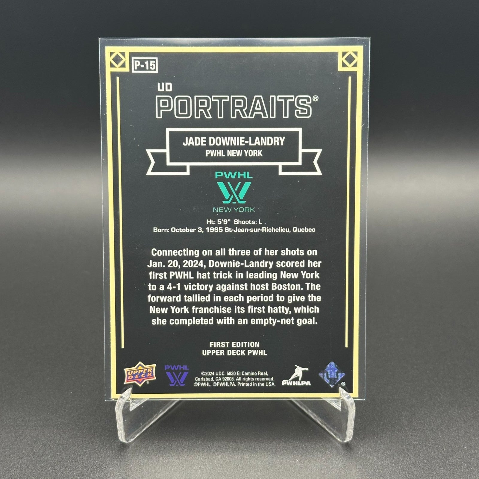 2024-25 UD PWHL JADE DOWNIE-LANDRY #P-15 UD Portraits - 1st EDITION!