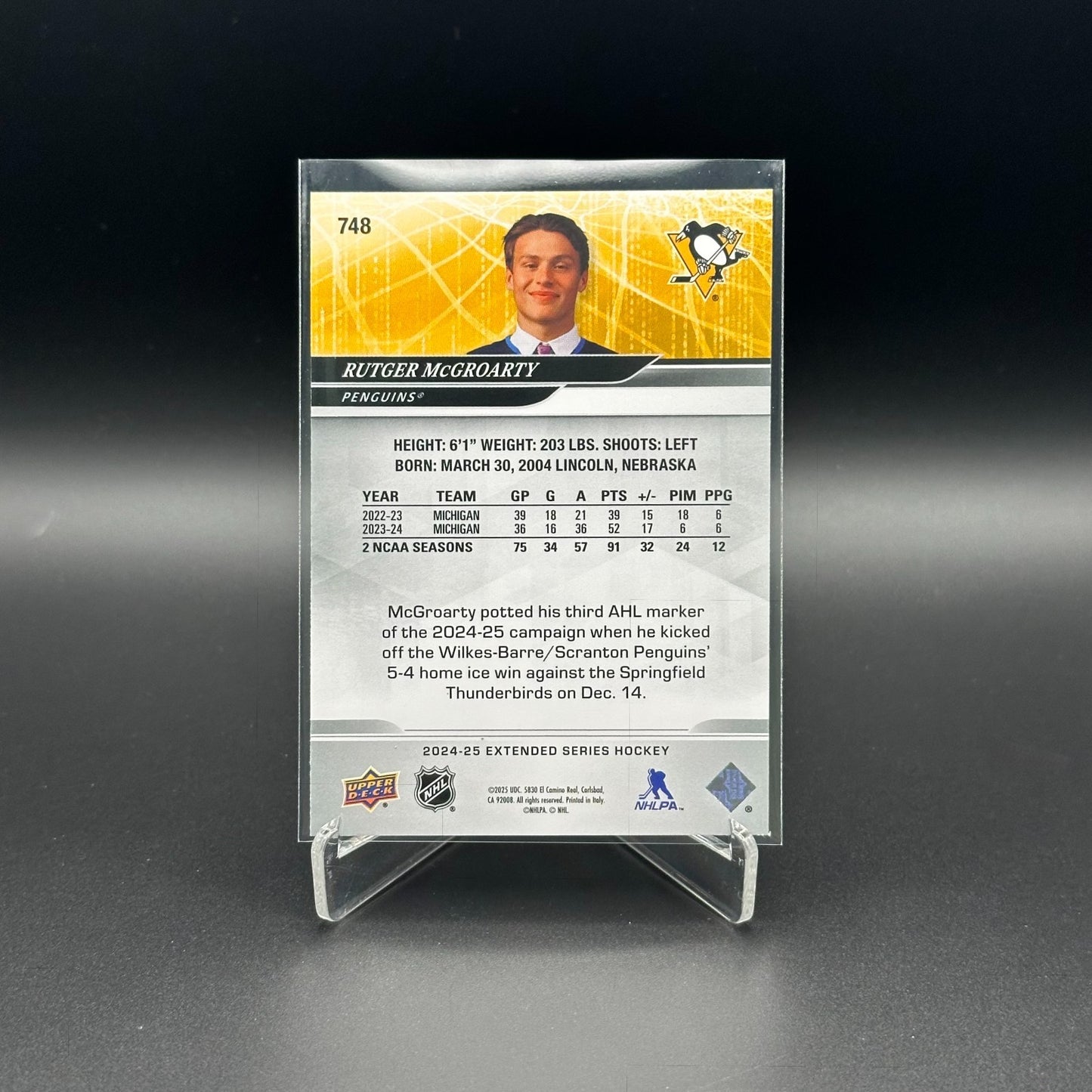 2024-25 UD Extended series RUTGER MCGROARTY #748 1st Round Draft Rookie RC