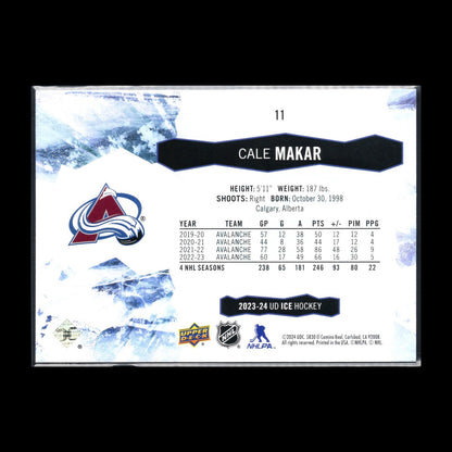 2023-24 UD Ice CALE MAKAR #11 Purple - Colorado Avalanche