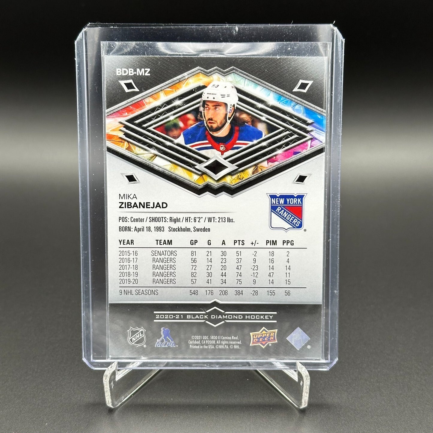 2020-21 UD Black Diamond MIKA ZIBANEJAD #BDB-MZ /349 - NY Rangers