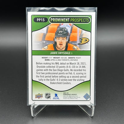 2021-22 UD Parkhurst JAMIE DRYSDALE #PP15 Prominent Prospects RC - Anaheim Ducks