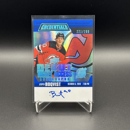 2019-20 UD Credentials JESPER BOQVIST #RTAA-BO Debut Ticket Access AUTO /299
