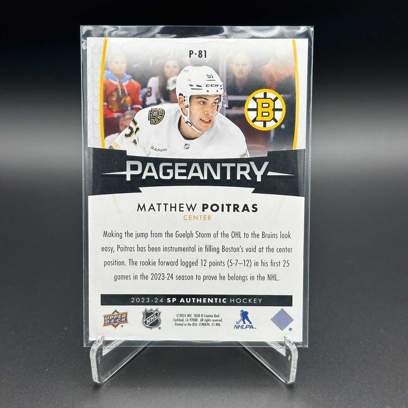 2023-24 UD SP Authentic MATTHEW POITRAS #P-81 Pageantry - Boston Bruins
