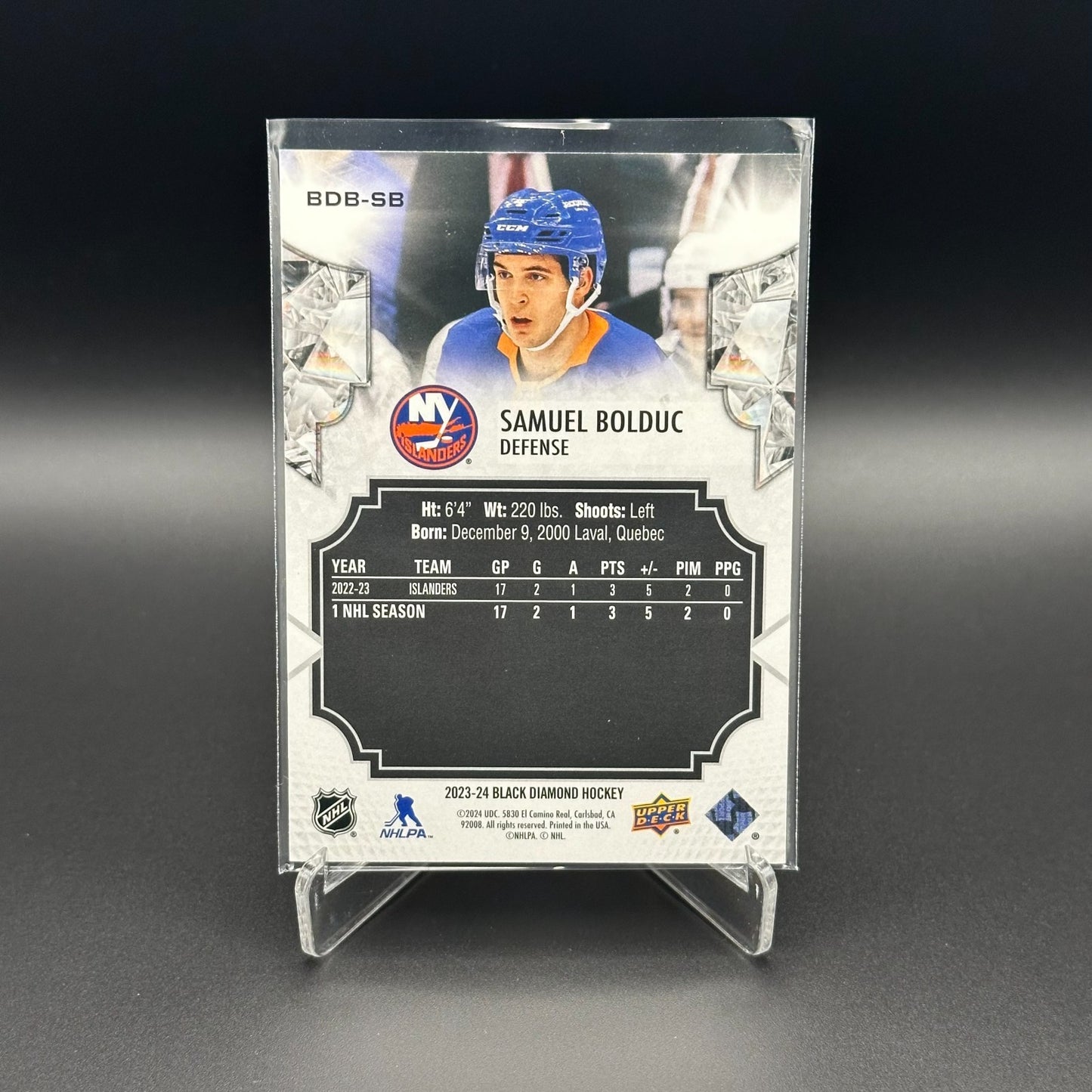 2023-24 UD Black Diamond SAMUEL BOLDUC #BDB-SB /349 - New York Islanders