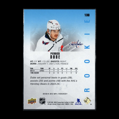 2024-25 Upper Deck SPx PIERRICK DUBE #136 Rookie RC - Washington Capitals