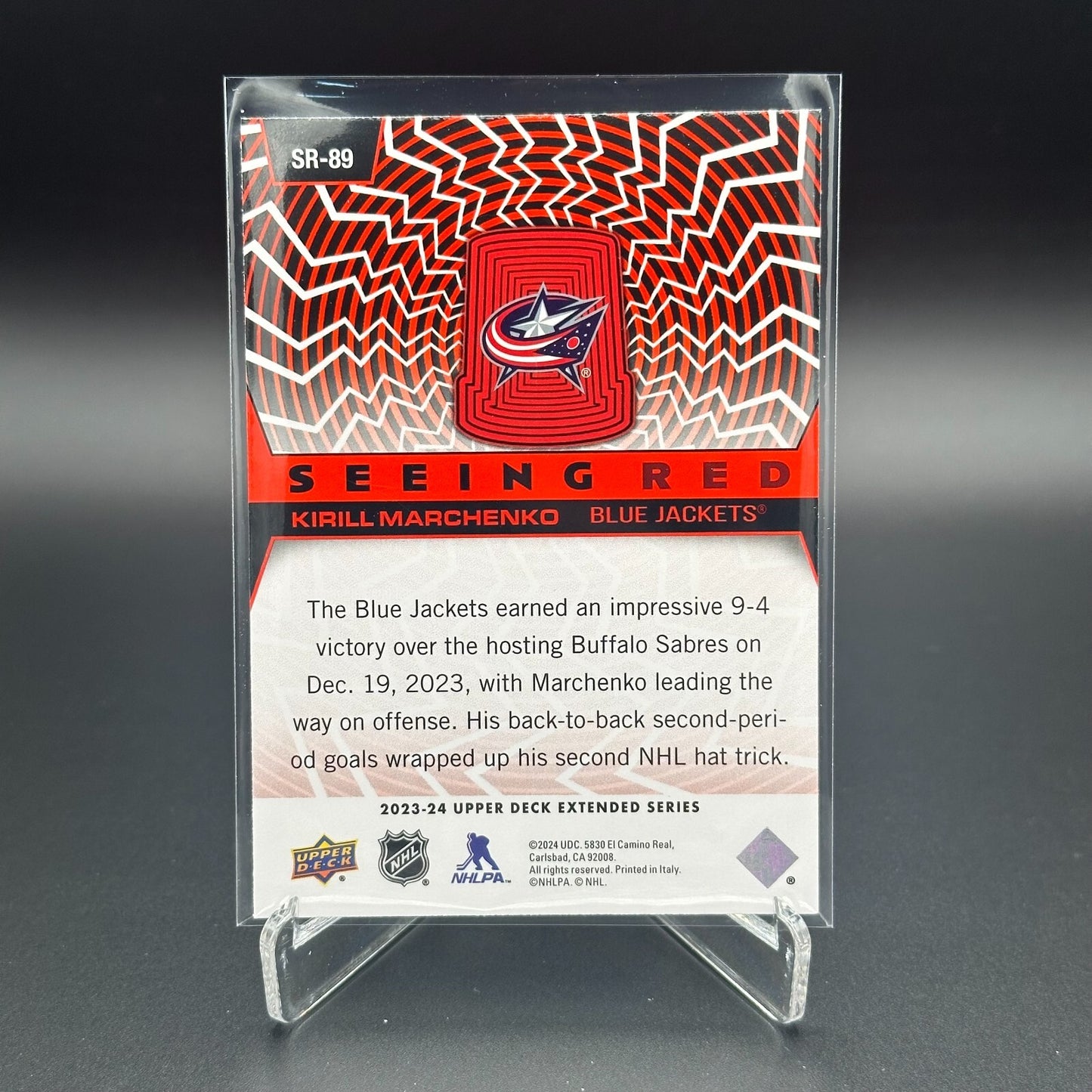 2023-24 UD Extended series KIRILL MARCHENKO #SR-89 Seeing Red