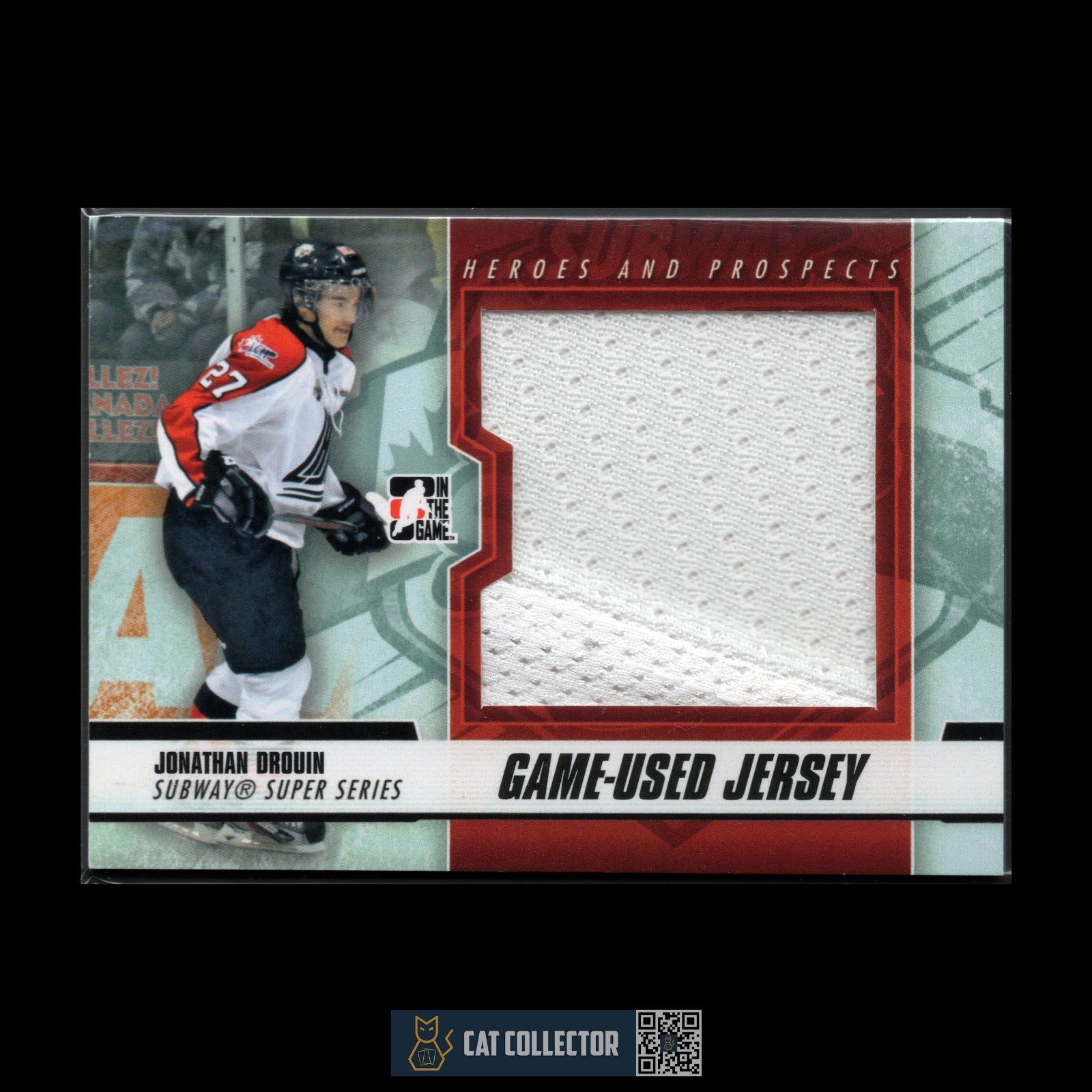 2012-13 ITG Heroes & Prospects JONATHAN DROUIN #SSM-21 Game-Used Jersey Black