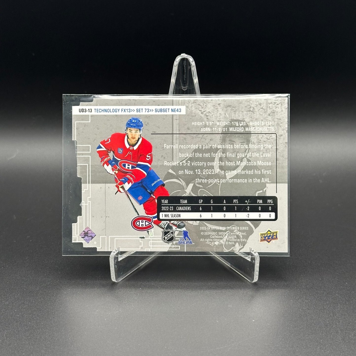 2024-25 UD Extended Series SEAN FARRELL #UD3-13 Die-cut 1998-99 UD3 Rookie RC