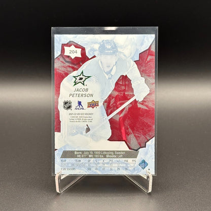 2021-22 UD Ice JACOB PETERSON #204 Ice Premieres Red Rookie RC /399