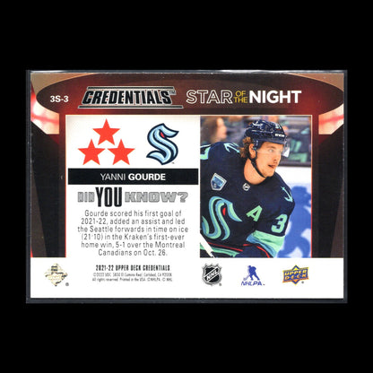 2021-22 UD Credentials YANNI GOURDE #3S-3 Third Star of the Night