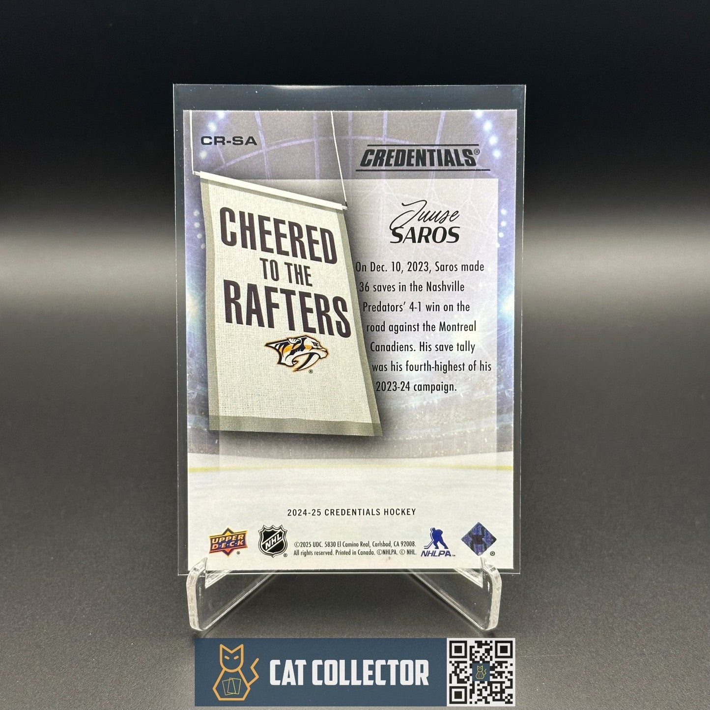 2024-25 UD Credentials JUUSE SAROS #CR-SA Cheered to the Rafters