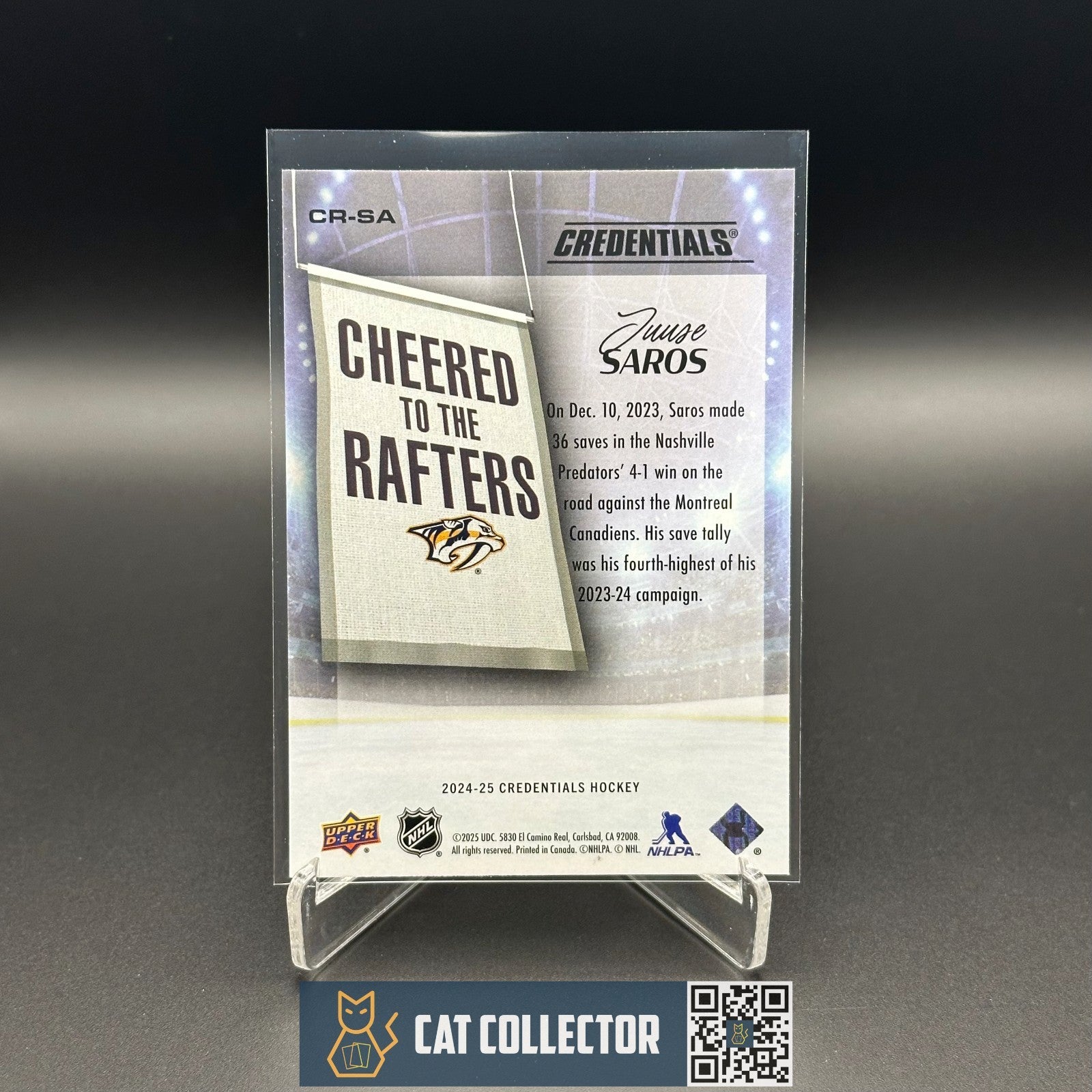 2024-25 UD Credentials JUUSE SAROS #CR-SA Cheered to the Rafters