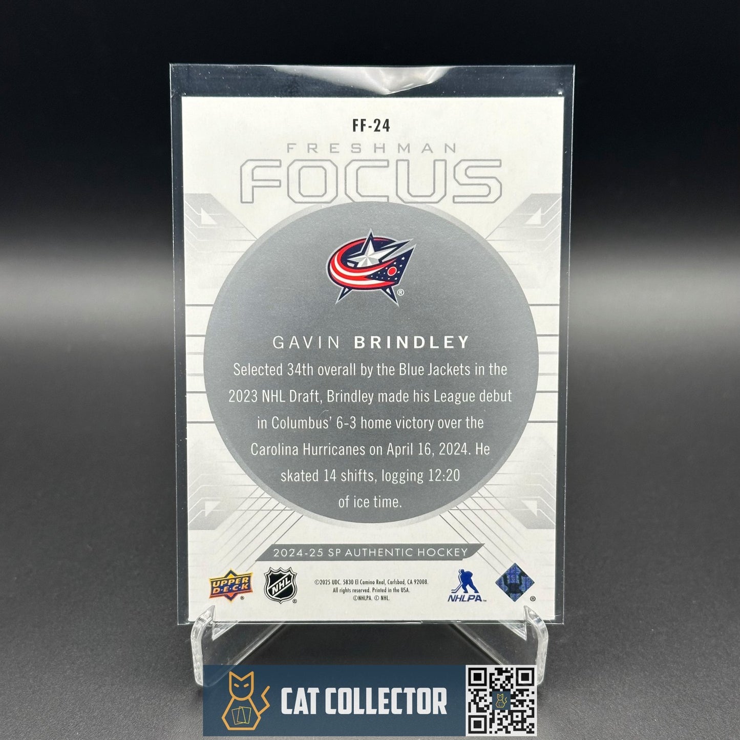 2024-25 UD SP Authentic GAVIN BRINDLEY #FF-24 Freshman Focus