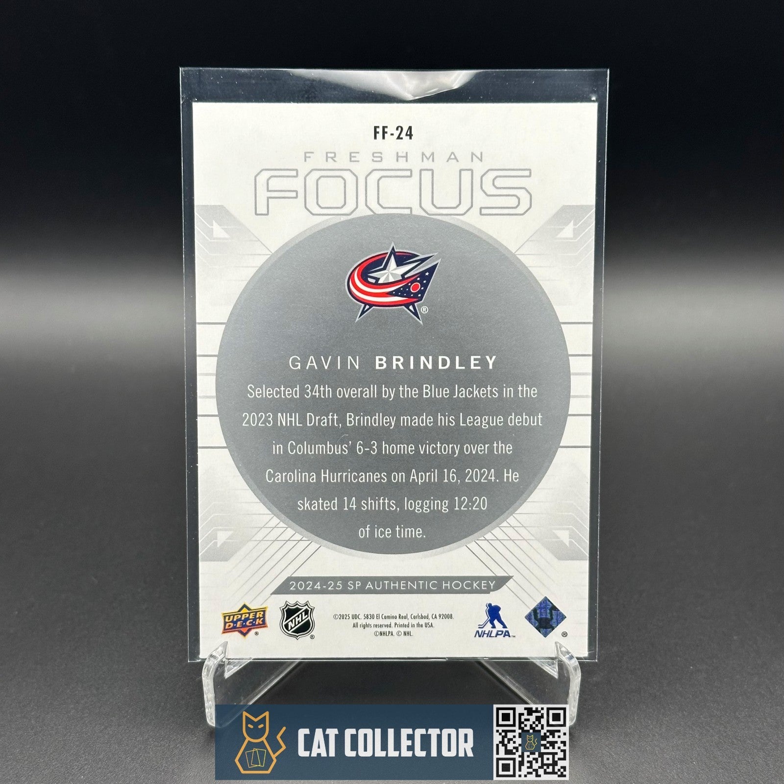 2024-25 UD SP Authentic GAVIN BRINDLEY #FF-24 Freshman Focus