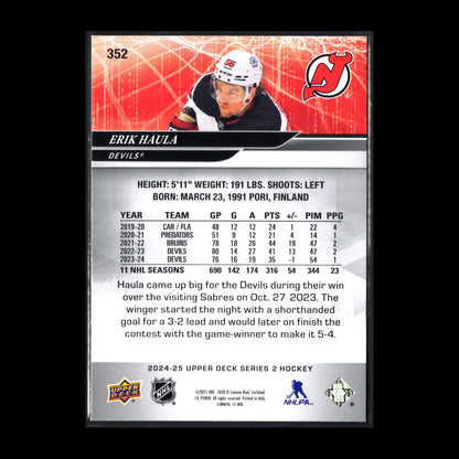 2024-25 UD Series 2 ERIK HAULA #352 Deluxe /250 - New Jersey Devils