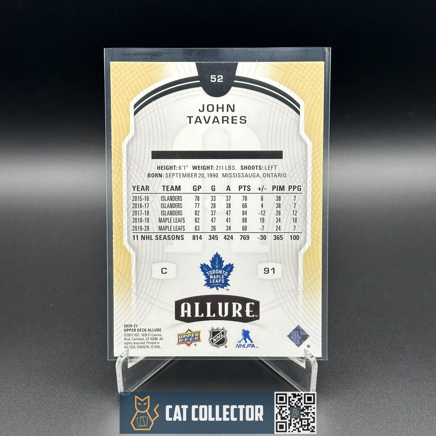 2020-21 UD Allure JOHN TAVARES #52 NHL 2005 Shield