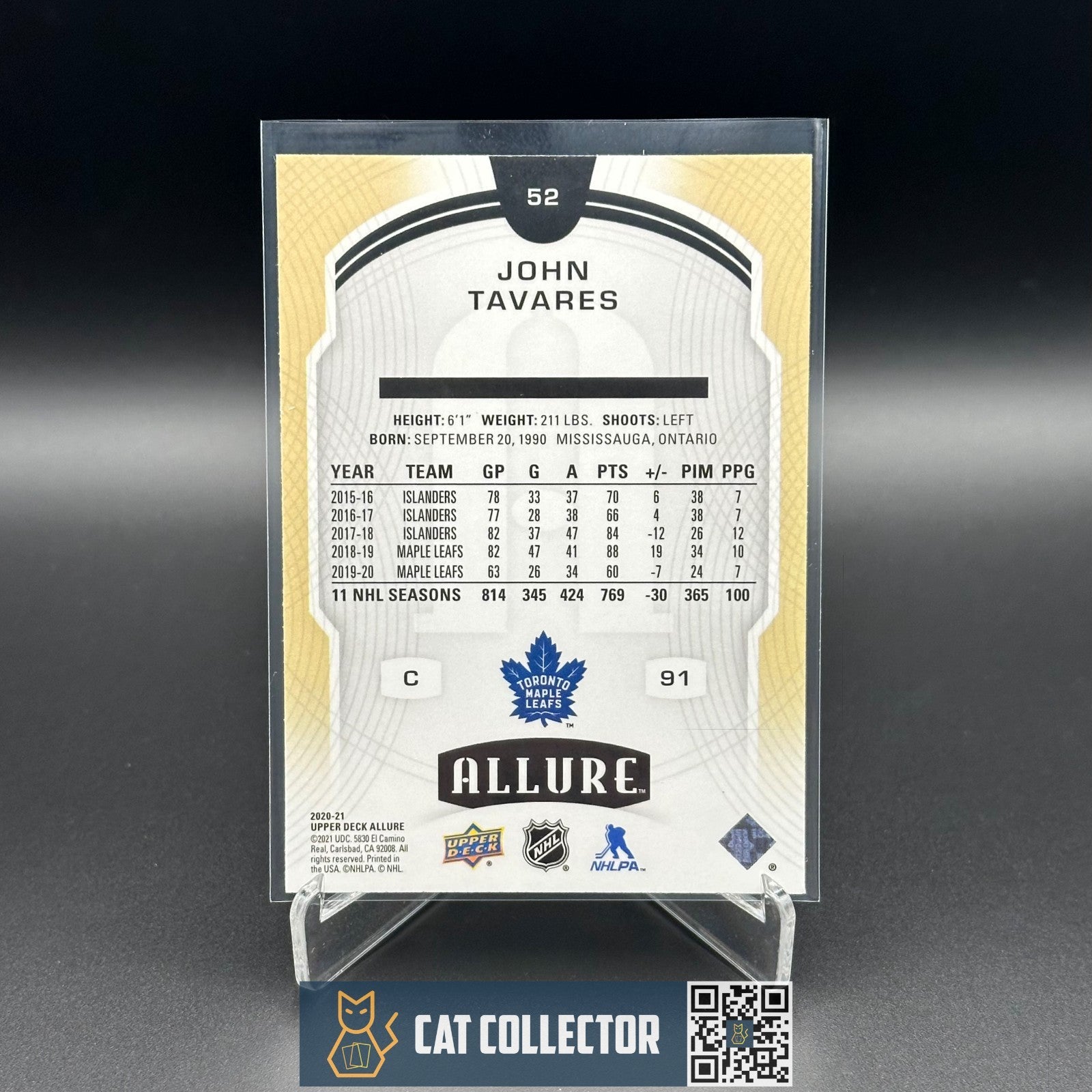 2020-21 UD Allure JOHN TAVARES #52 NHL 2005 Shield