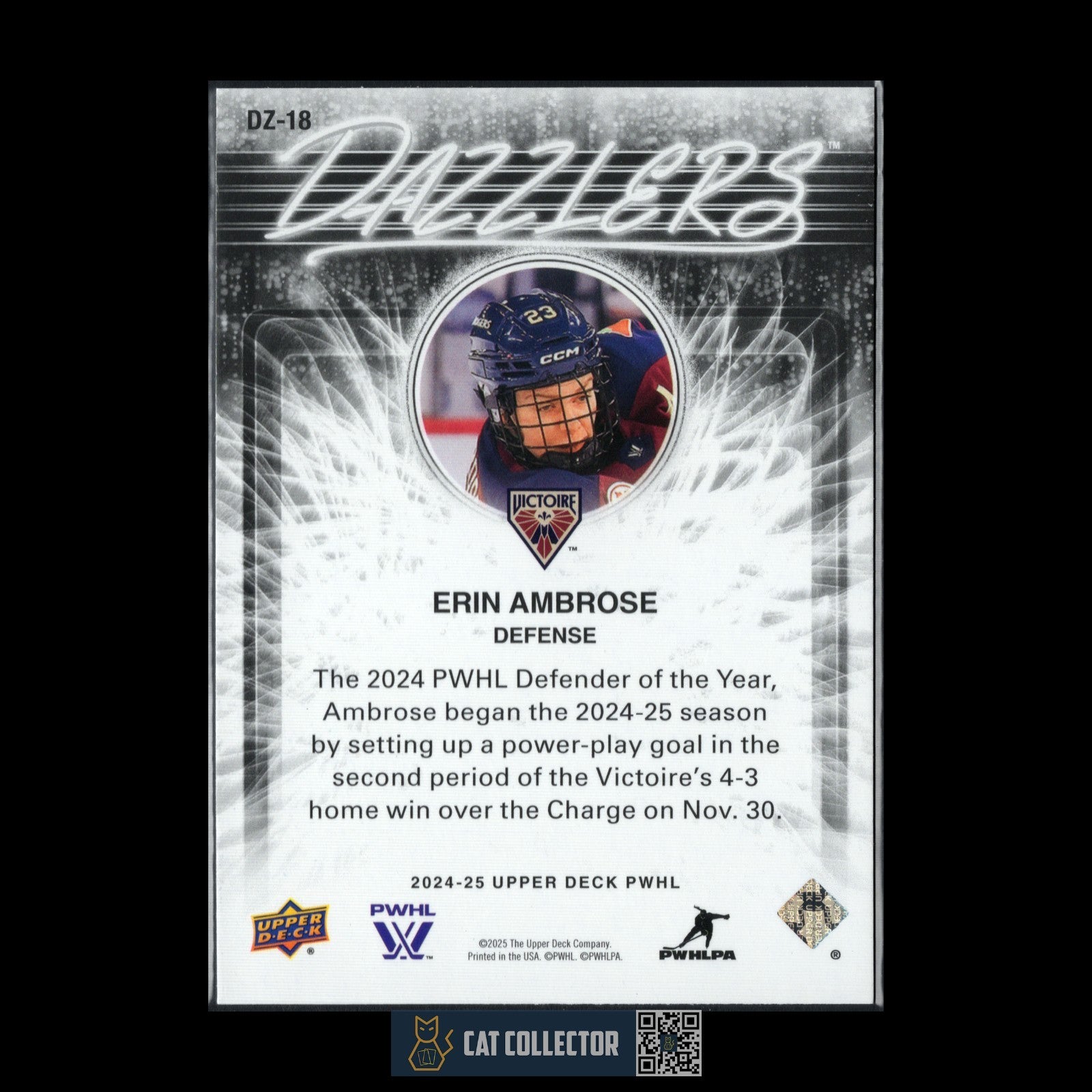 2024-25 UD PWHL ERIN AMBROSE #DZ-18 Dazzlers Blue - Montreal Victoire