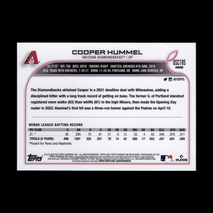 2022 Topps Chrome Updated Series COOPER HUMMEL #USC185 RC