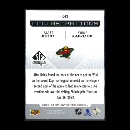 2022-23 UD SP Authentic MATT BOLDY / KIRILL KAPRIZOV #C-12 Collaborations