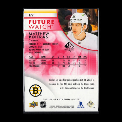 2023-24 UD SP Authentic MATTHEW POITRAS #177 Future Watch Limited Red
