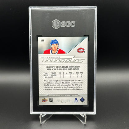 2024-25 UD Series 1 LOGAN MAILLOUX #239 Young guns RC Graded SGC 9