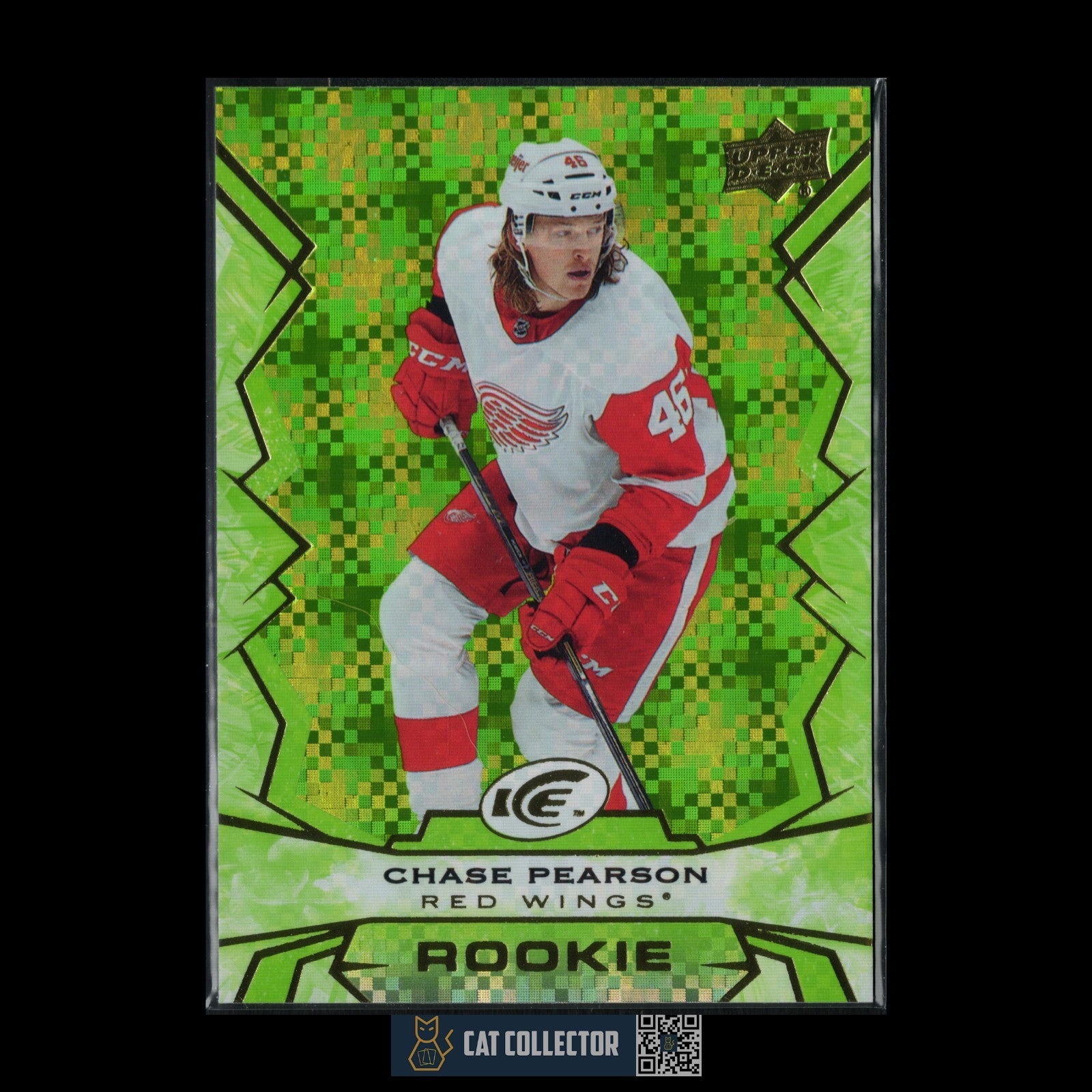 2022-23 UD Ice CHASE PEARSON #130 Green Rookie RC - Detroit Red Wings