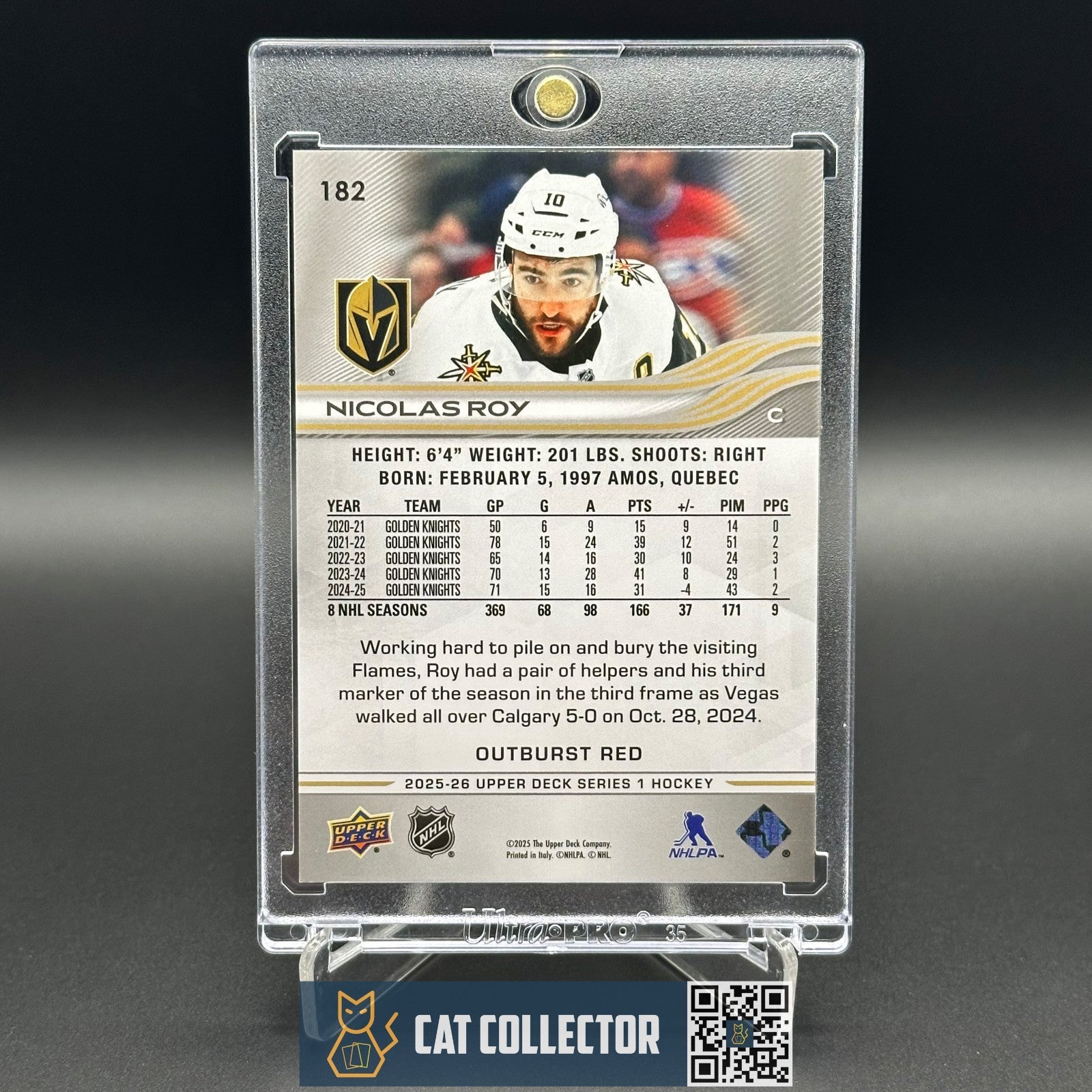 2025-26 UD Series 1 NICOLAS ROY #182 Outburst Red /25