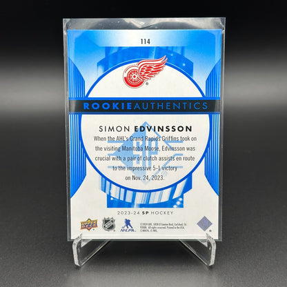 2023-24 UD SP Authentic SIMON EDVINSSON #114 Rookie Authentics Detroit Red Wings