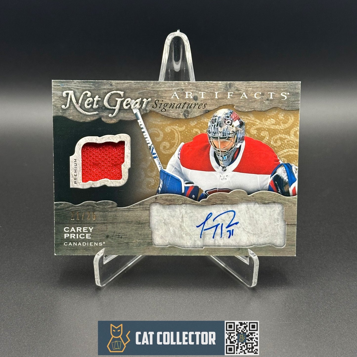 2021-22 UD Artifacts CAREY PRICE #NG-CP Net Gear /25 Auto Jersey