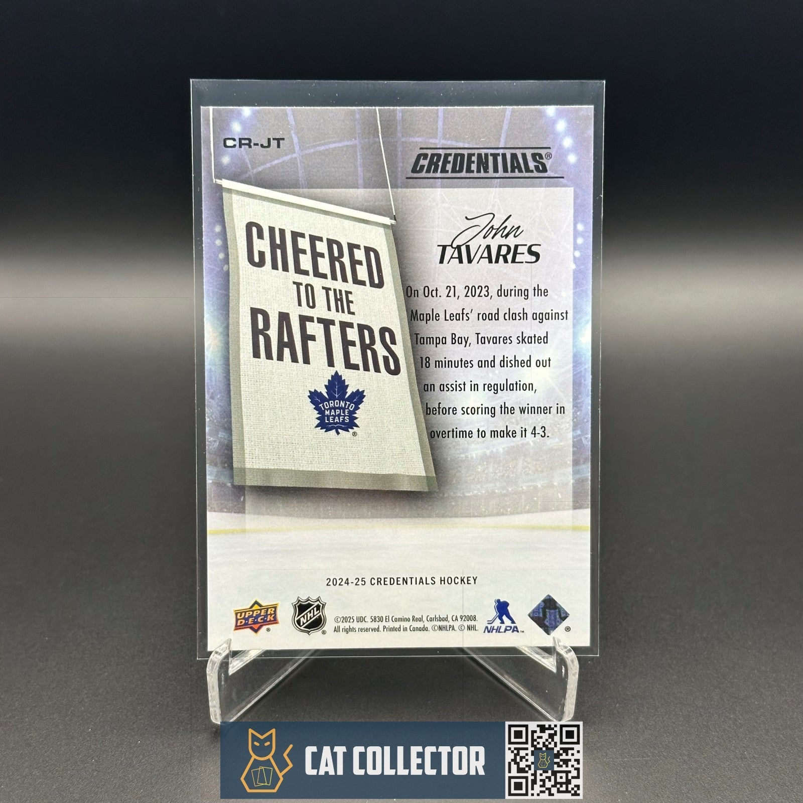 2024-25 UD Credentials JOHN TAVARES #CR-JT Cheered to the Rafters