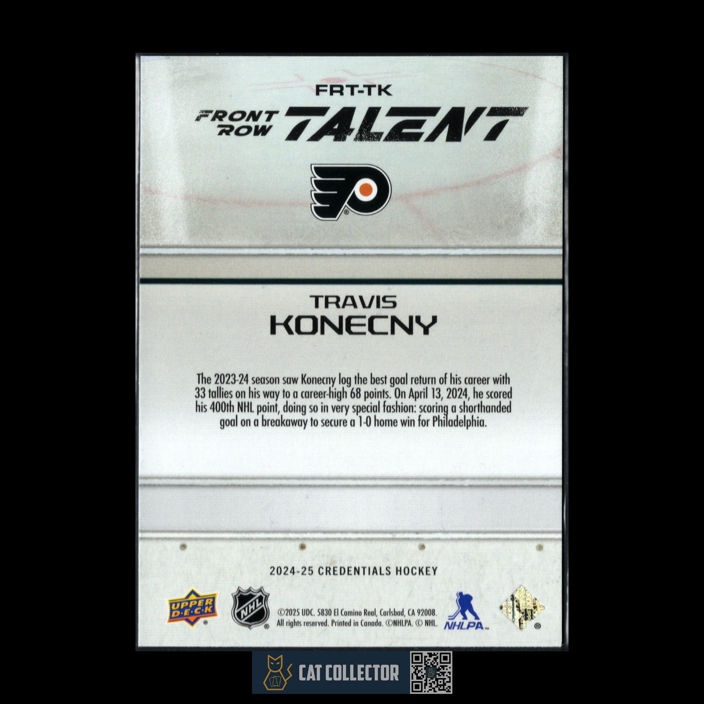 2024-25 UD Credentials TRAVIS KONECNY #FRT-TK Front Row Talent