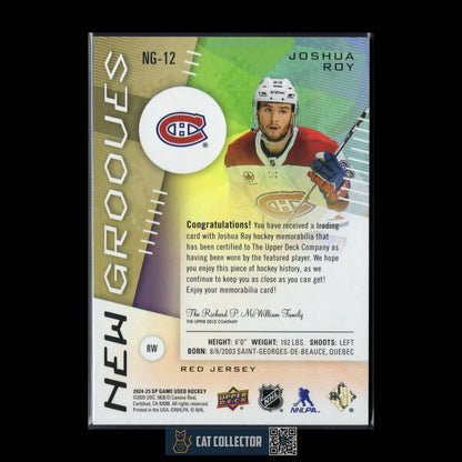 2024-25 UD SP Game Used JOSHUA ROY #NG-12 New Grooves Red Jersey RC Rookie