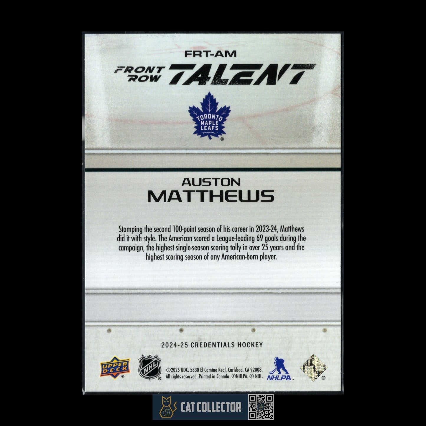 2024-25 UD Credentials AUSTON MATTHEWS #FRT-AM Front Row Talent