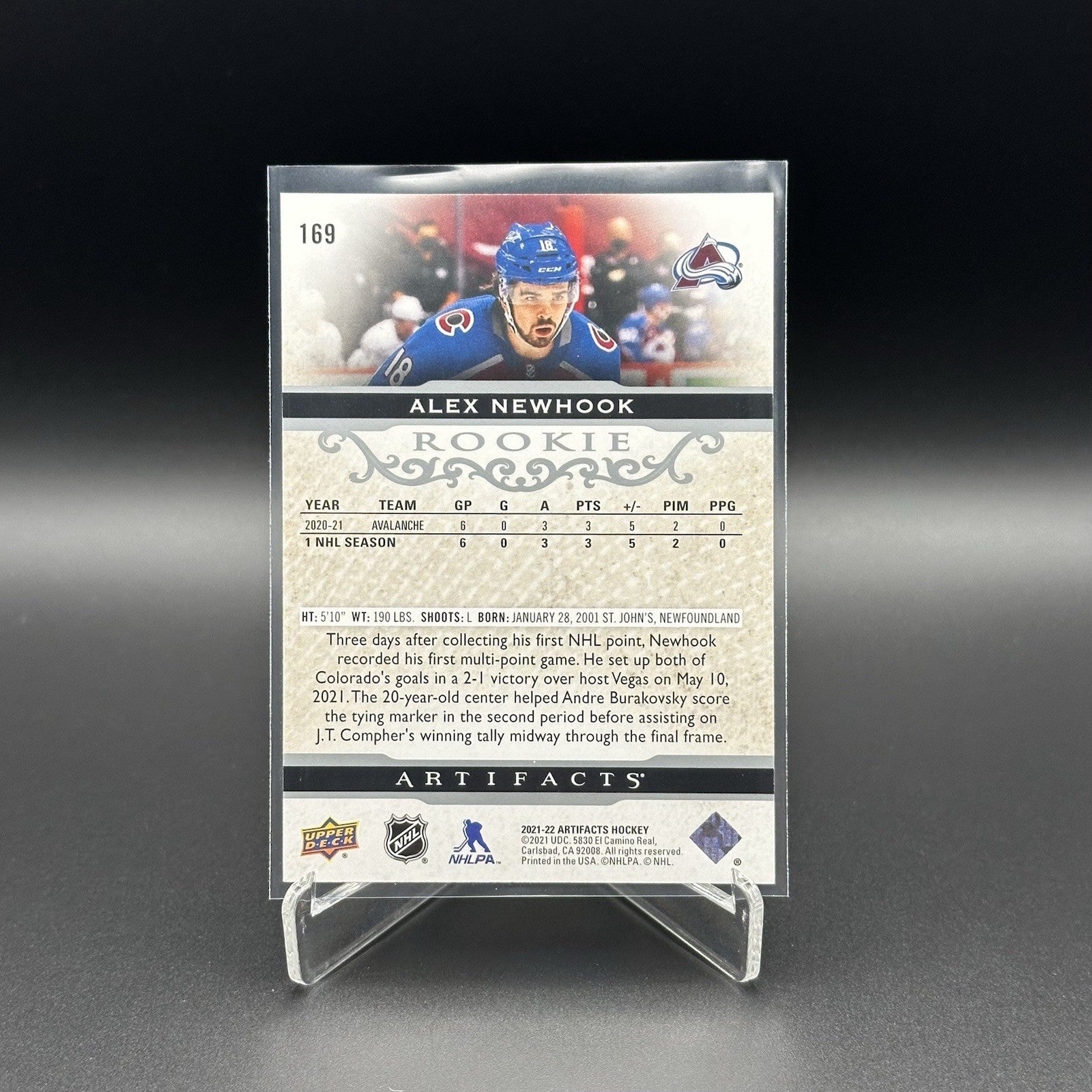 2021-22 UD Artifacts ALEX NEWHOOK #169 Rookie Silver Spectrum /299