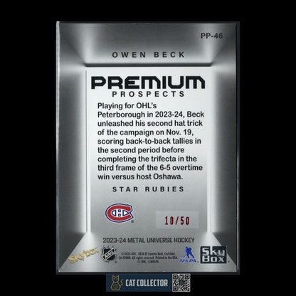 2023-24 SkyBox OWEN BECK #PP-46 Premium Prospects Star Rubies /50 RC
