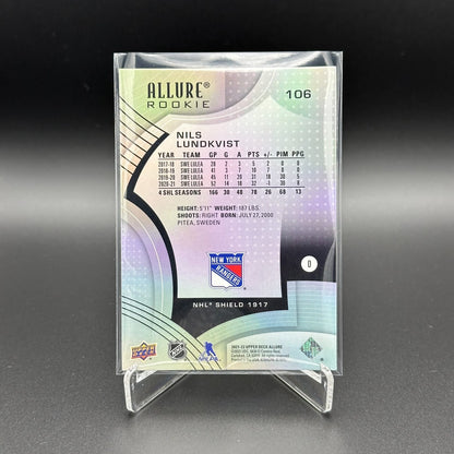 2021-22 UD Allure NILS LUNDKVIST #106 NHL Shield 1917 Rookie RC