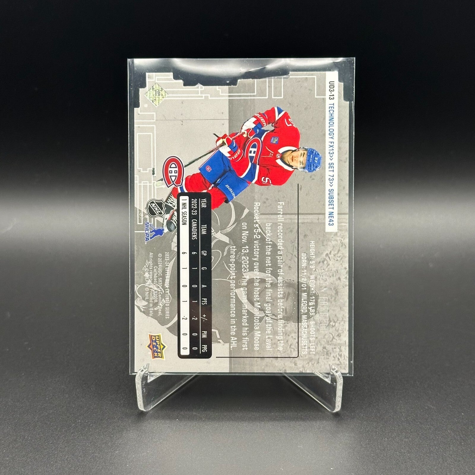 2024-25 UD Extended Series SEAN FARRELL #UD3-13 Die-cut 1998-99 UD3 Rookie RC