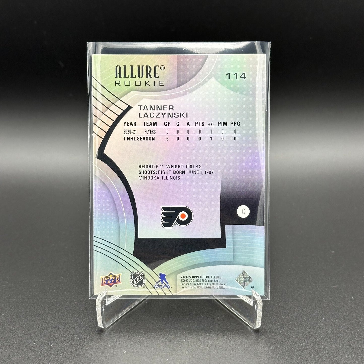 2021-22 UD Allure TANNER LACZYNSKI #114 Rookie RC - Philadelphia Flyers