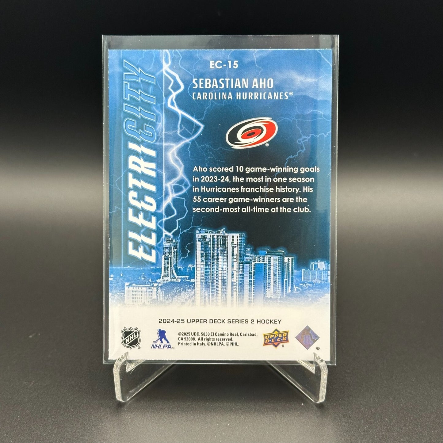 2024-25 UD Series 2 SEBASTIAN AHO #EC-15 ElectriCITY - Carolina Hurricanes