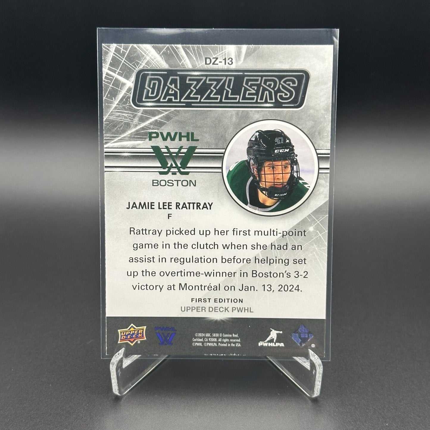 2024-25 UD PWHL JAMIE LEE RATTRAY #DZ-13 Dazzlers Blue - 1st EDITION!