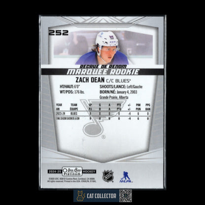 2024-25 O-Pee-Chee Platinum ZACH DEAN #252 Marquee Rookie RC